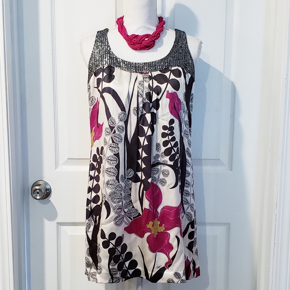 TRINA TURK Sleeveless Sequin Floral Shift Dress
